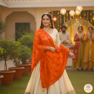 The Citrine Fire Phulkari Dupatta - Punjabi Phulkari Dupatta