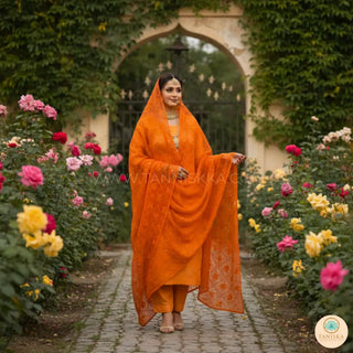 The Citrine Fire Phulkari Dupatta - Punjabi Phulkari Dupatta