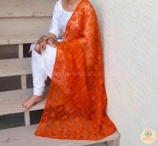 The Citrine Fire Phulkari Dupatta - Punjabi Phulkari Dupatta