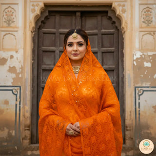 The Citrine Fire Phulkari Dupatta - Punjabi Phulkari Dupatta