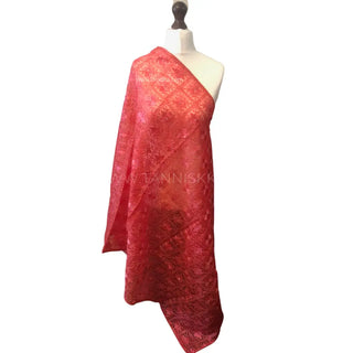 The Coral Ember Phulkari Dupatta - Punjabi Phulkari Dupatta