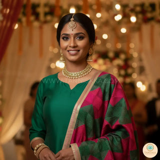 The Emerald Fusion Phulkari Dupatta - Punjabi Phulkari Dupatta
