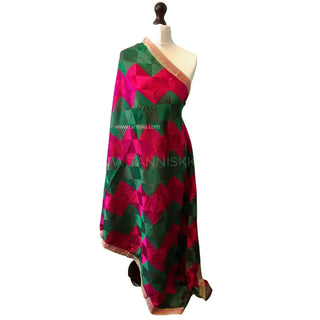 The Emerald Fusion Phulkari Dupatta - Punjabi Phulkari Dupatta