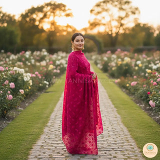 The Fuchsia Flame Phulkari Dupatta - Punjabi Phulkari Dupatta