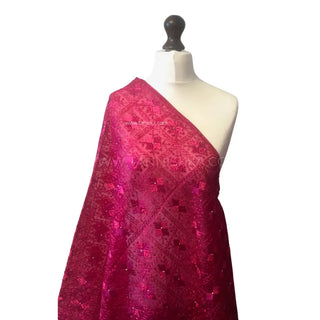 The Fuchsia Flame Phulkari Dupatta - Punjabi Phulkari Dupatta