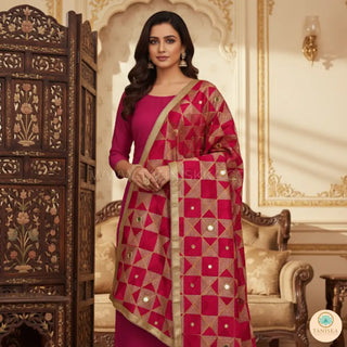The Fuchsia Phulkari Dupatta - Punjabi Phulkari Dupatta