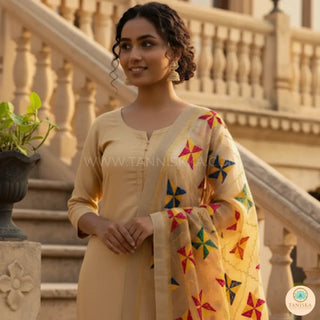 The Golden Star Bloom Phulkari Dupatta - Punjabi Phulkari Dupatta