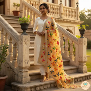 The Golden Star Bloom Phulkari Dupatta - Punjabi Phulkari Dupatta