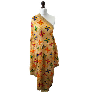 The Golden Star Bloom Phulkari Dupatta - Punjabi Phulkari Dupatta