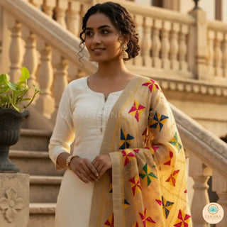 The Golden Star Bloom Phulkari Dupatta - Punjabi Phulkari Dupatta