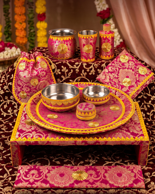 Handcrafted Luxury - Plum Haldi / Mayian Set - Essentials for Wedding Ceremonies