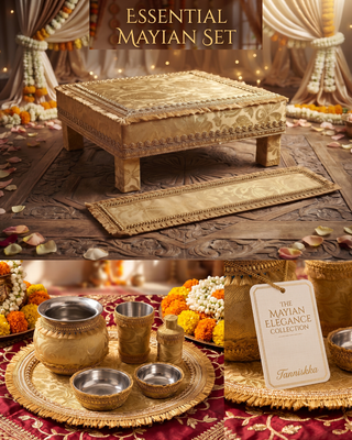 Handcrafted Luxury - Golden Haldi / Mayian Set - Essentials for Wedding Ceremonies