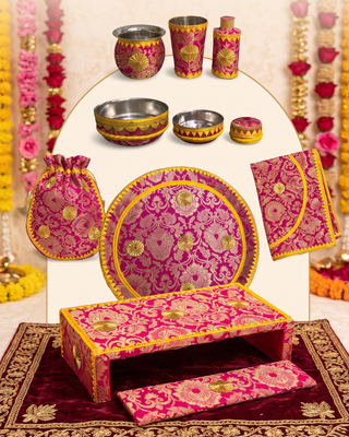 Handcrafted Luxury - Plum Haldi / Mayian Set - Essentials for Wedding Ceremonies