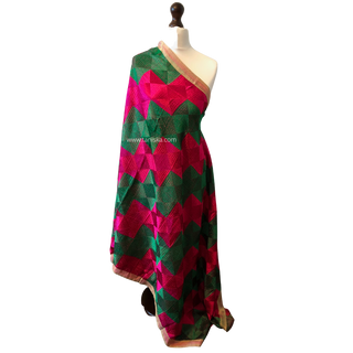 The Emerald Fusion Phulkari Dupatta - Punjabi Phulkari Dupatta