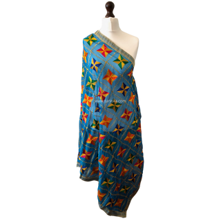 The Royal Star Bloom Phulkari Dupatta - Punjabi Phulkari Dupatta