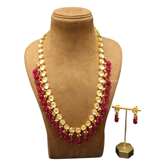 The Sovereign Ishani Ruby-Tone Heritage Haar (Hot Pink) - Necklace Set