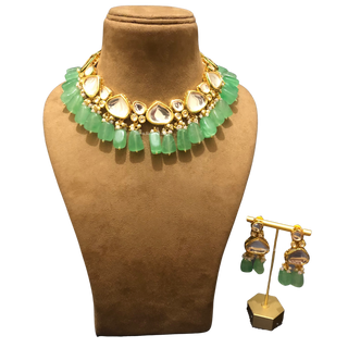MEEREN Kundan Choker Necklace Set (Mint) - Necklace Set