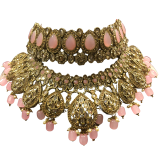 MISHKA Double Choker Necklace Set - Baby Pink - Necklace Set