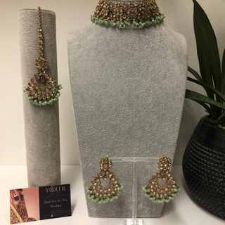 MISHKA Designer Mint Choker Set - Necklace Set
