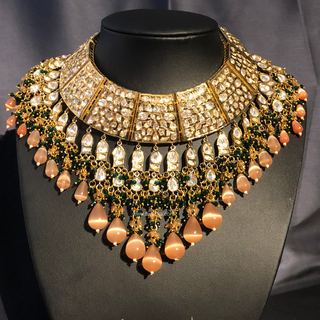 HEER Designer Peach Kundan Necklace Set - Necklace Set