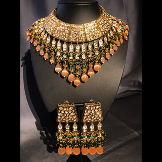 HEER Designer Peach Kundan Necklace Set - Necklace Set