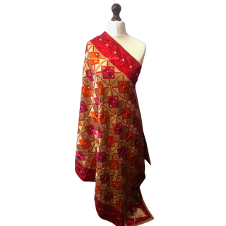 The Bridal Shagun Phulkari Dupatta - Punjabi Phulkari Dupatta