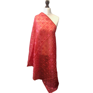 The Coral Ember Phulkari Dupatta - Punjabi Phulkari Dupatta