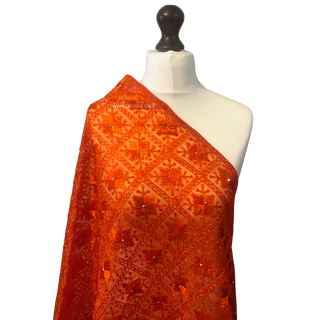 The Citrine Fire Phulkari Dupatta - Punjabi Phulkari Dupatta