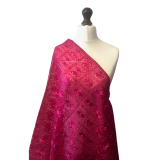 The Fuchsia Flame Phulkari Dupatta - Punjabi Phulkari Dupatta