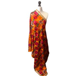 The Rajwadi Hathi Phulkari Dupatta - Punjabi Phulkari Dupatta