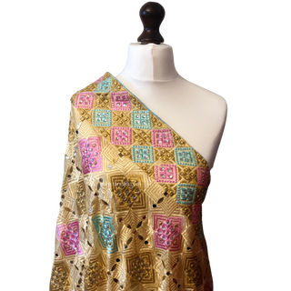 The Sunehri Shehnai Phulkari Dupatta - Punjabi Phulkari Dupatta