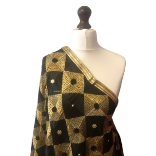 The Regal Checkerboard Phulkari Dupatta - Punjabi Phulkari Dupatta
