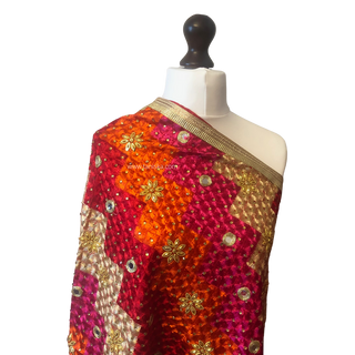 The Lehriya Phulkari Dupatta - Punjabi Phulkari Dupatta