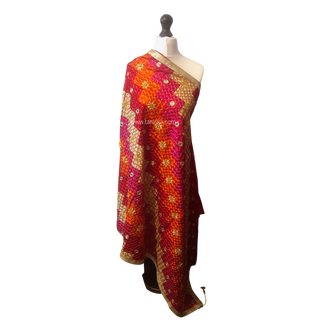 The Lehriya Phulkari Dupatta - Punjabi Phulkari Dupatta
