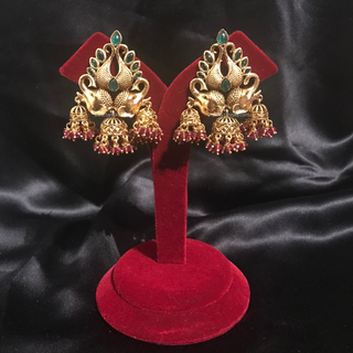 TANISHQ Designer Elephant (Hati) Antique Gold Earrings - Multi