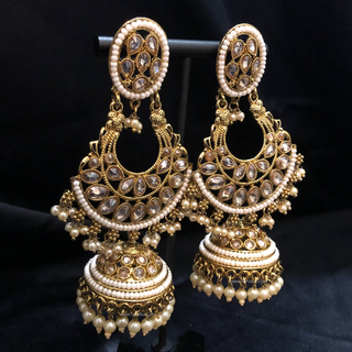 Antique Gold Earrings (Jhumkis) - Golden