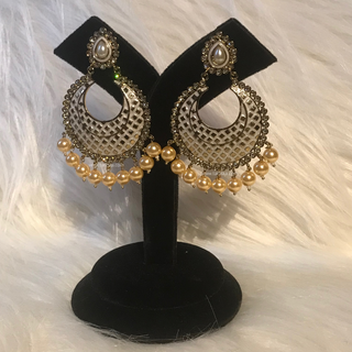 MISHCA Meenakari Earrings - Pearl White