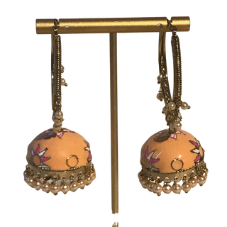 MEERA Meenakari (Hand Painted) Jhumki - Peach