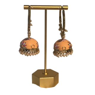 MEERA Meenakari (Hand Painted) Jhumki - Peach