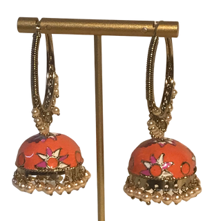 MEERA Meenakari (Hand Painted) Jhumki - Peach
