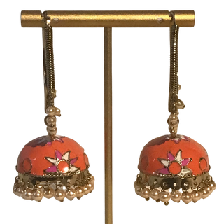 MEERA Meenakari (Hand Painted) Jhumki - Peach