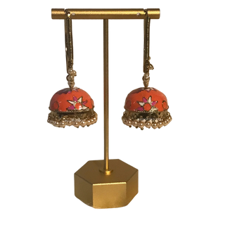 MEERA Meenakari (Hand Painted) Jhumki - Peach
