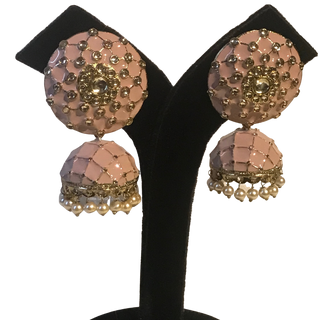 DEEPIKA Meenakari (Hand Painted) Jhumki - Taupe