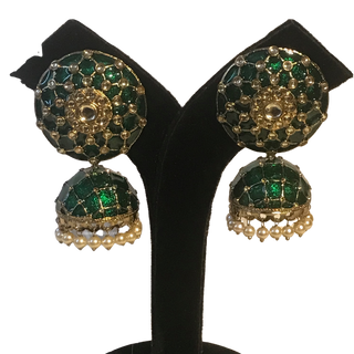 DEEPIKA Meenakari (Hand Painted) Jhumki - Emerald Green