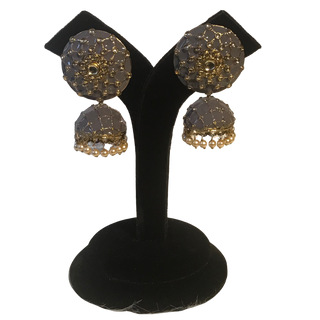 DEEPIKA Meenakari (Hand Painted) Jhumki - Grey