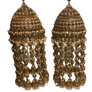 MEERA Golden Pearly Jhoomer Kaleere - Single Tier