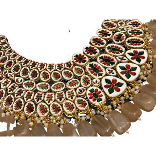 ISHIKA Kundan Necklace Set (Peach) - Necklace Set