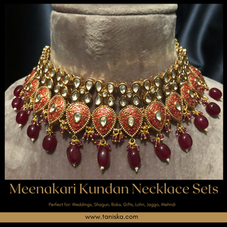 The Ruby Rose Meenakari Necklace Set - Uncut Kundan