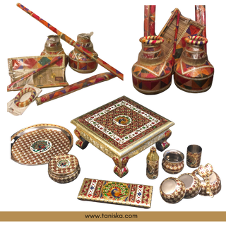 PRE-ORDER - Meenakari Peacock Mayian Fatti Full Set & KAZ Phulkari LED Jaggo Set - JESS COMBO DEAL - Available for Pre-Order