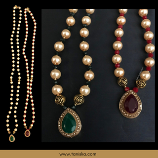 MILNI HAAR - Red/White Pearls Swaghat Haar(Guest Garlands) - (Set of 24: x12 Red, x12 Green)